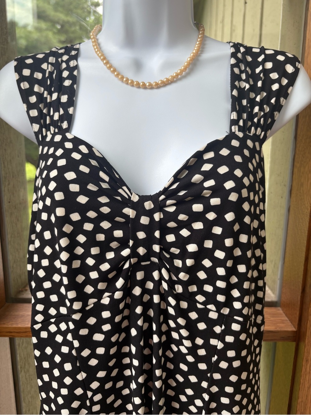 Vintage Pretty Woman Black Polka Dot Dress Sleeveless Knit Stretch Straps XL
